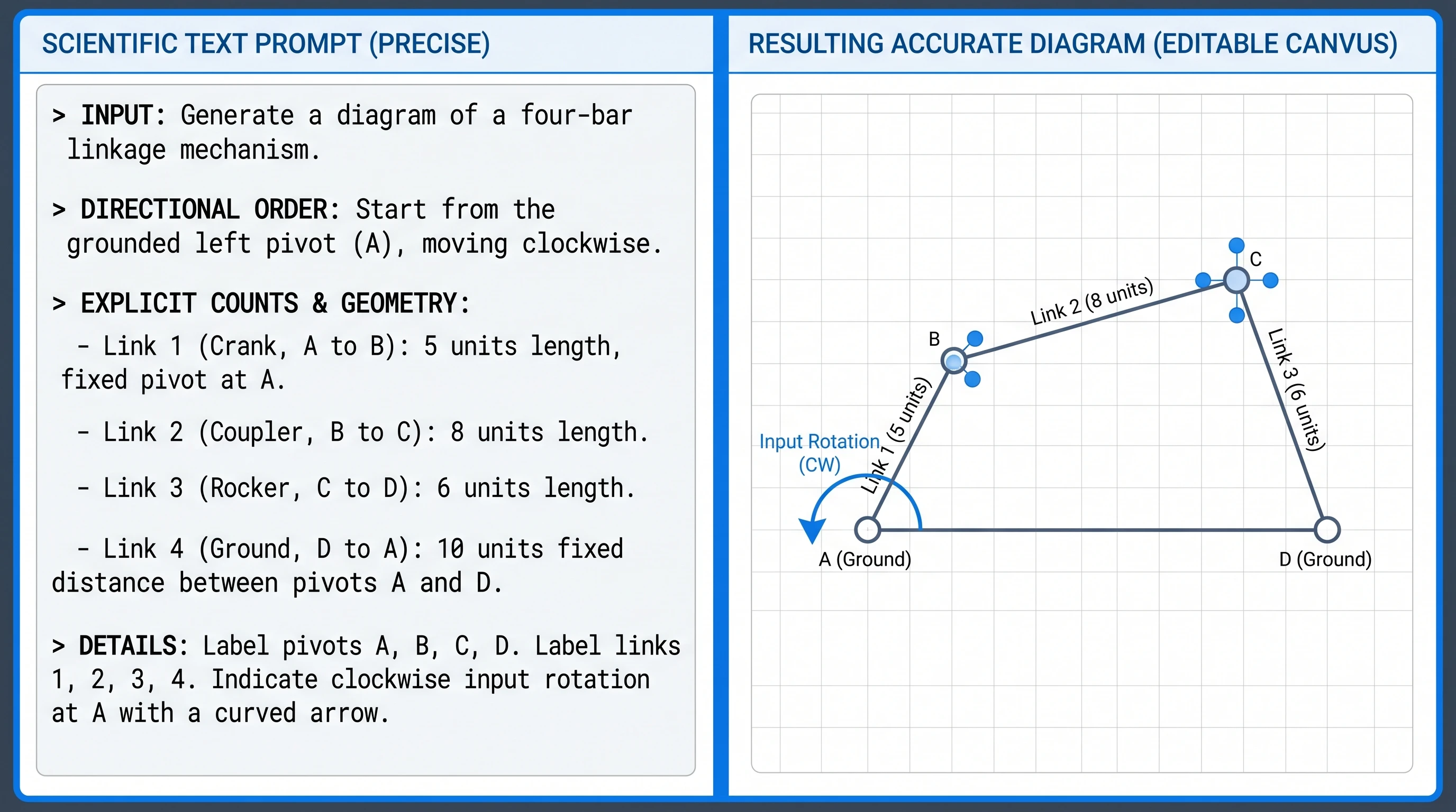 Una demo dal prompt alla figura: un prompt scientifico preciso a sinistra, un diagramma di meccanismo accurato generato a destra (Figura generata con SciFig)