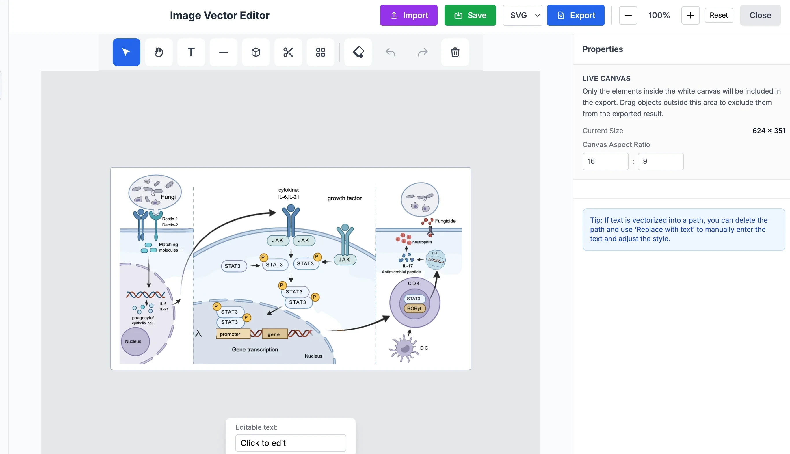 Editing vectorized figure in SVG editor
