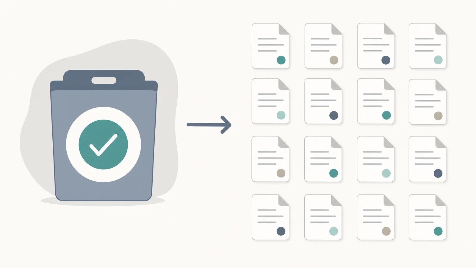 Evaluation shifting from a single journal-level badge to many individual paper cards, each with its own indicator (illustration generated with SciFig)