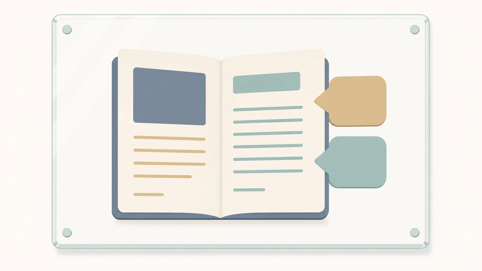 An open manuscript with review comments permanently attached alongside it inside a transparency frame, illustrating eLife's public review record (illustration generated with SciFig)
