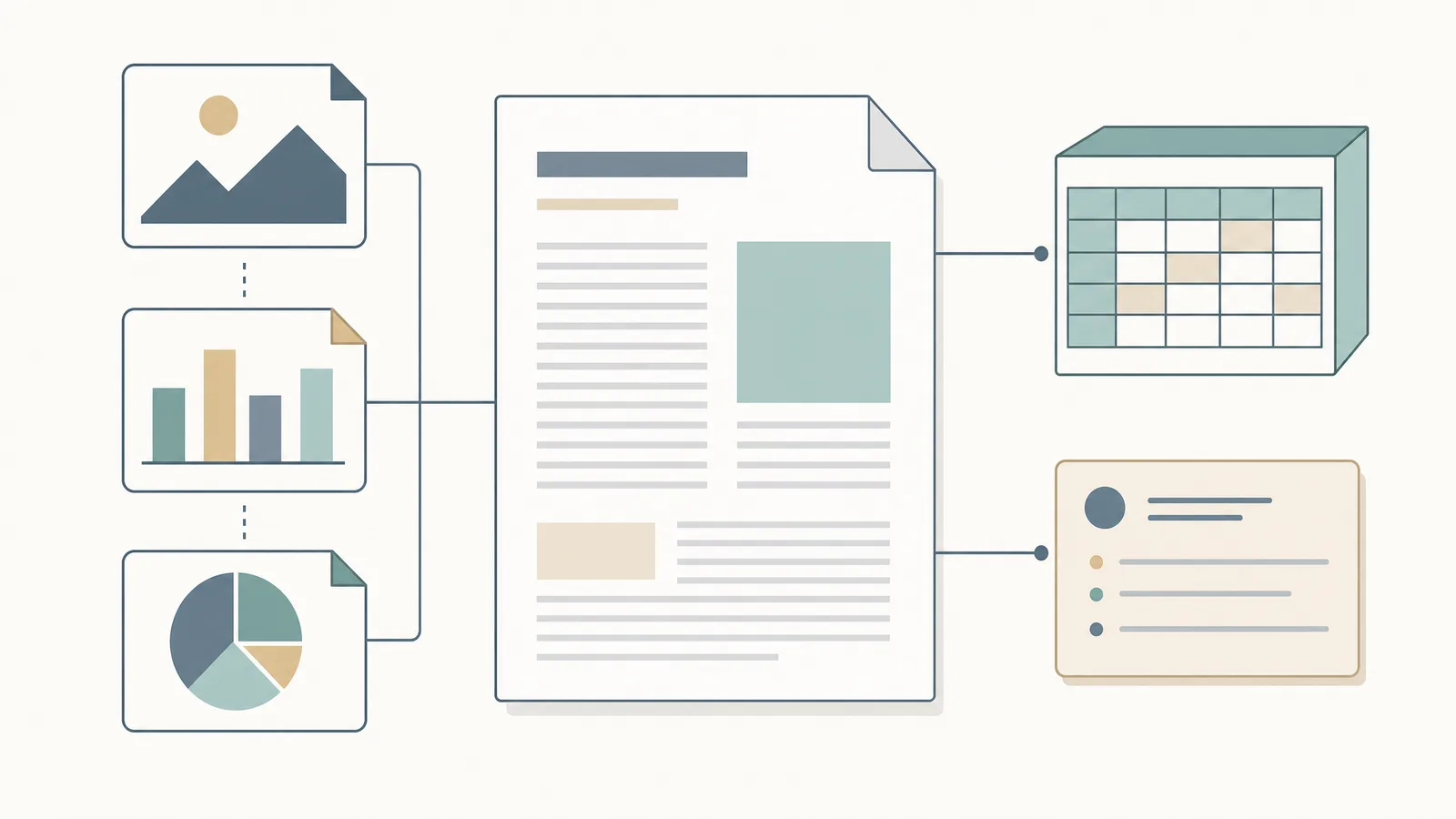 Exploded view of an eLife submission bundle showing the manuscript, separate figure files, source data and bibliography arranged around a central page (illustration generated with SciFig)