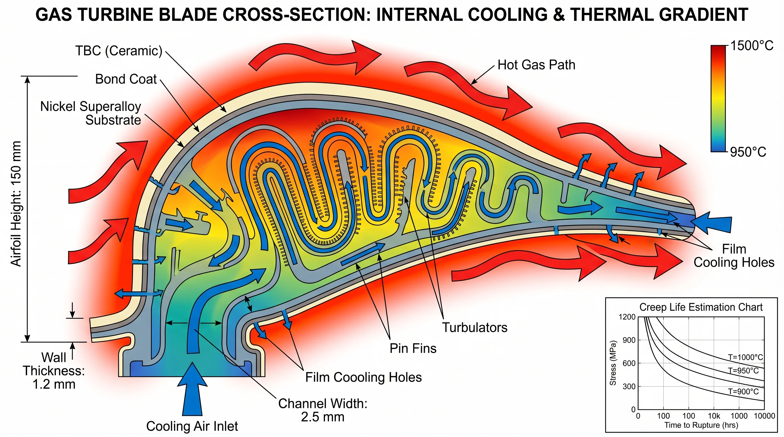 Gas Turbine Blade Cooling Cross Section