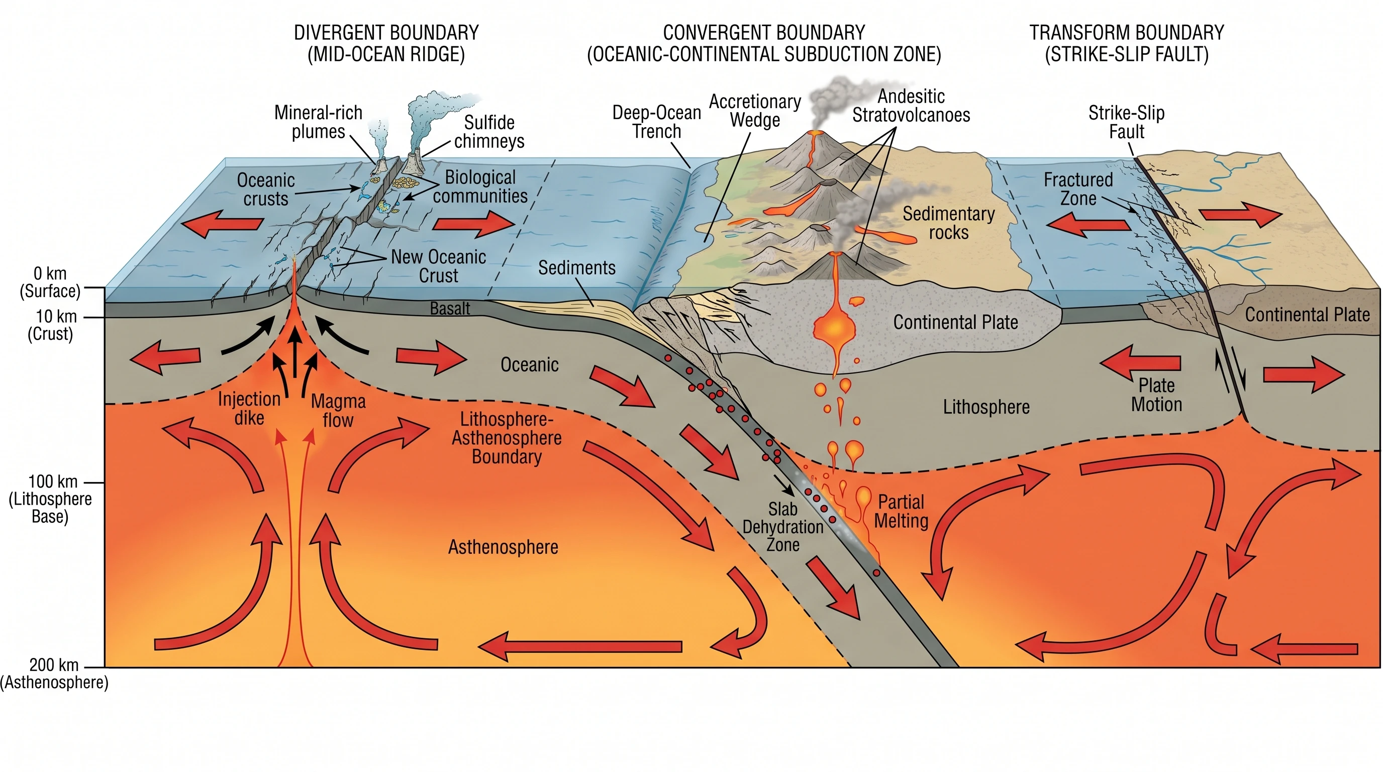 Plate Tectonics Boundary Types Cross-Section