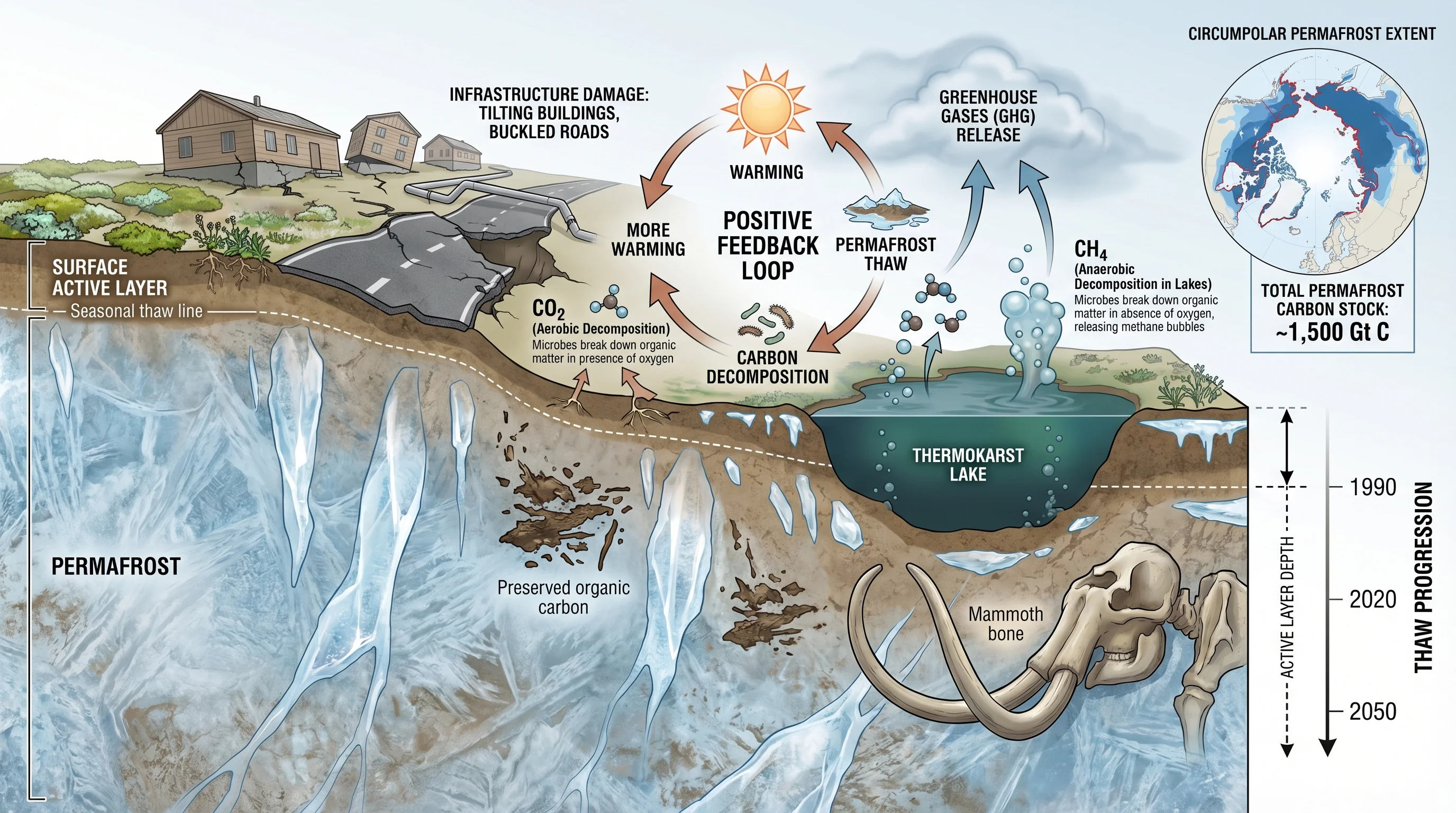 Arctic Permafrost Thaw Feedback Loop