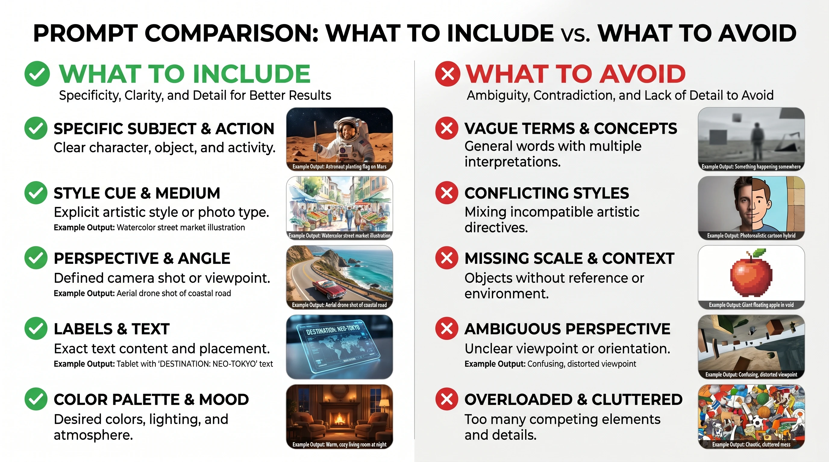 Positive vs Negative Prompt Checklist