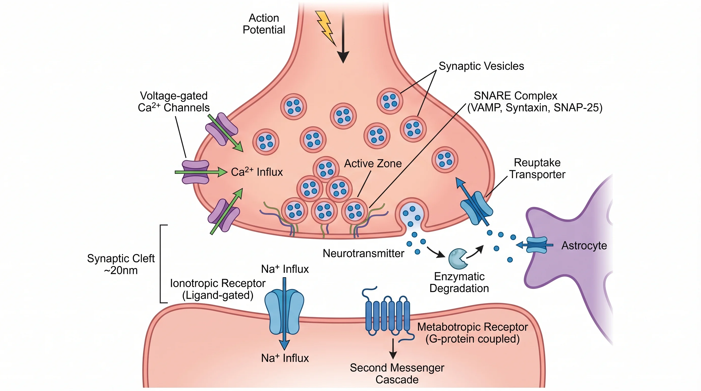 Rilascio di neurotrasmettitori alla sinapsi