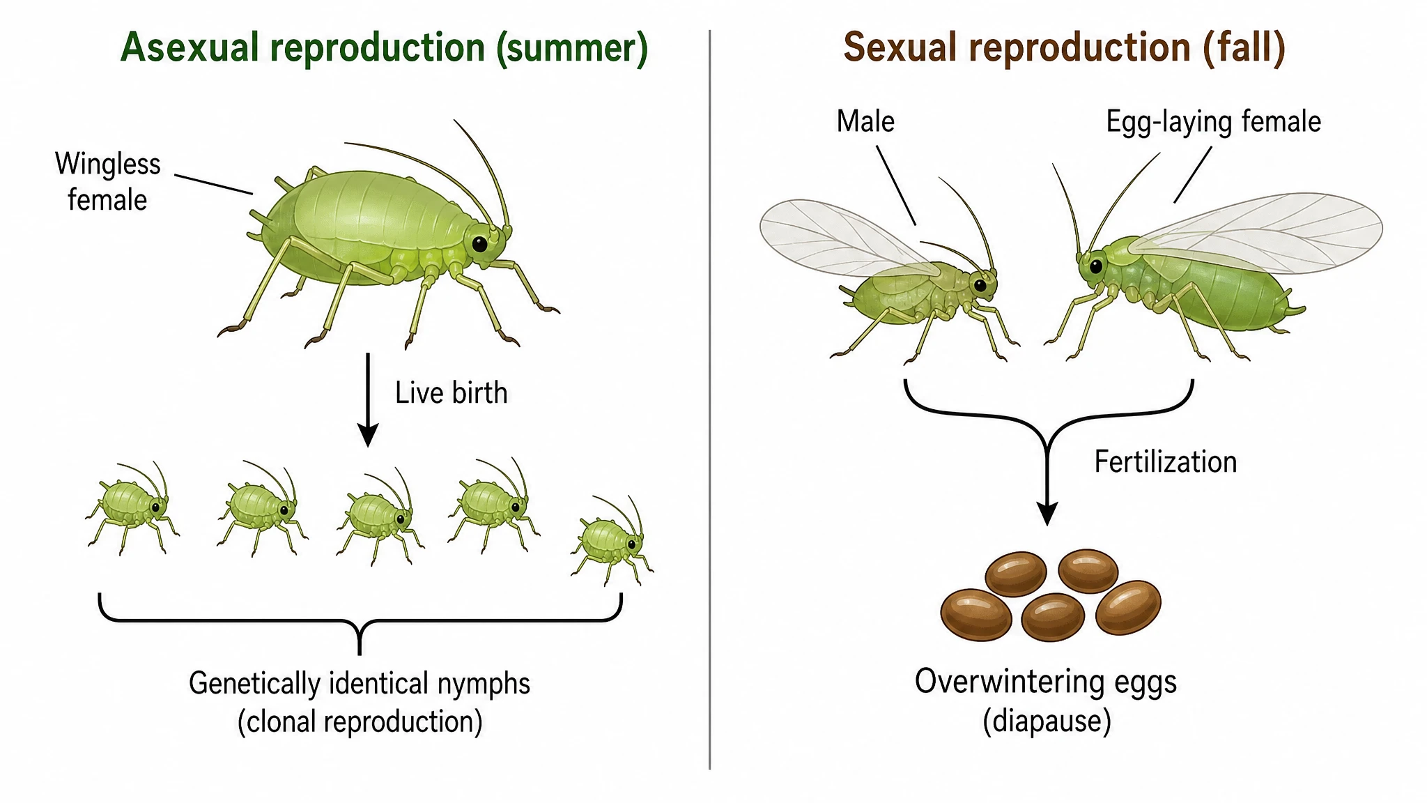 Parthenogenetic and sexual phases shown as distinct arcs