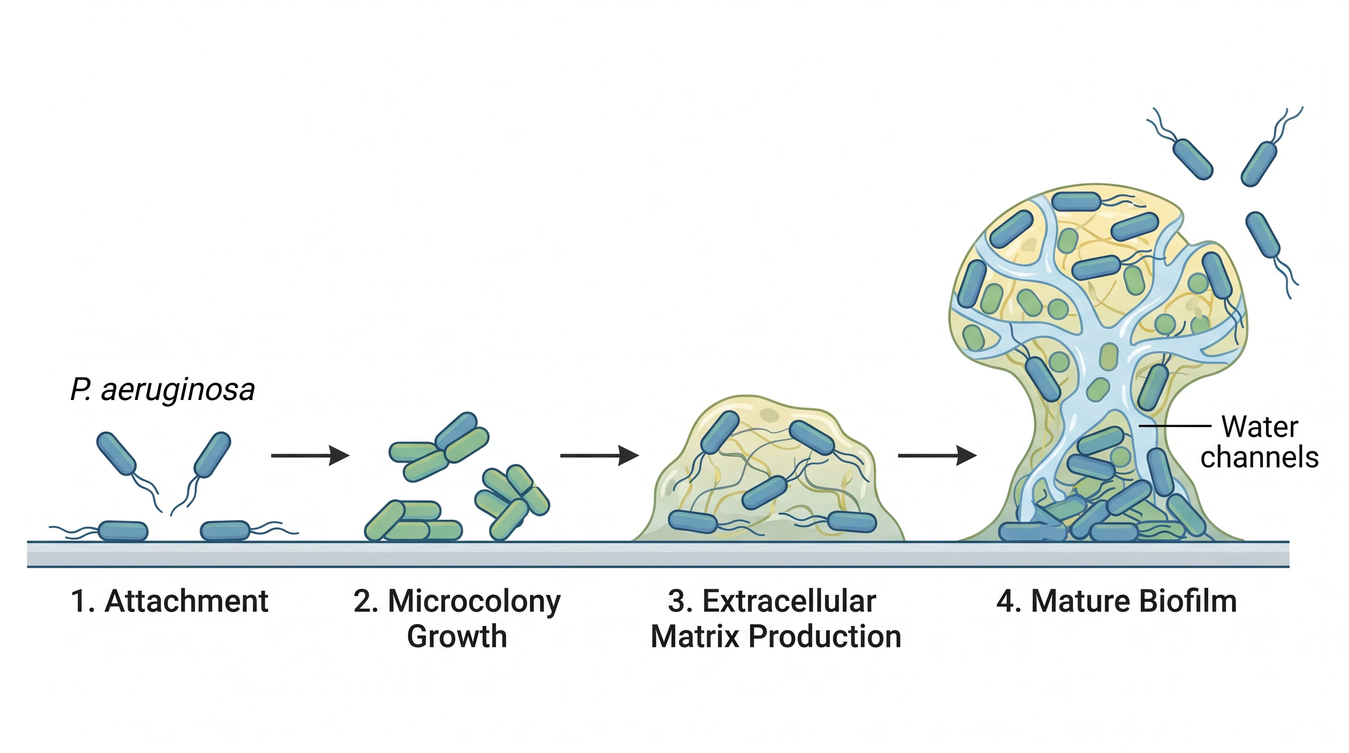Show the biofilm as a matrix, not a blob