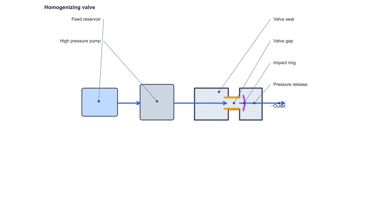 high pressure homogenizer diagram: pump valve flow