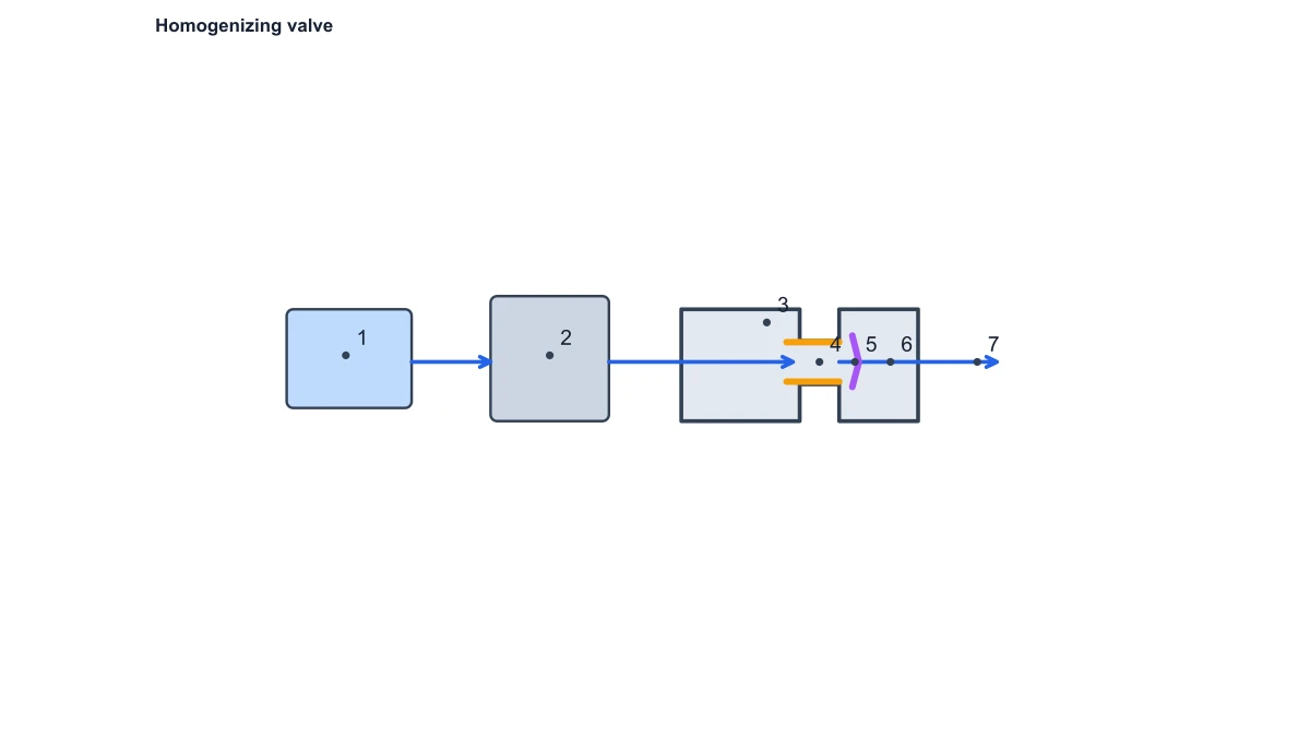 high pressure homogenizer diagram: numbered principle