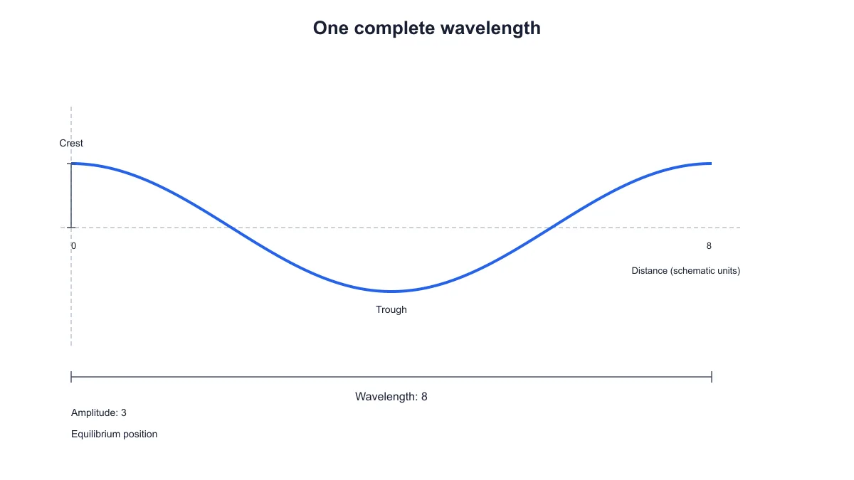 One complete transverse wave cycle with a wavelength of eight schematic units